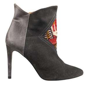Howsty X Anthropologie Grey Suede Boho Chic Ankle Bootie Size 37 US 6.5